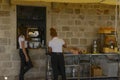 Two waitresses in the Open cafe on Medieval Dubrovnik Walls