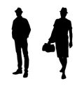 Two walking male silhouettes. Vector illustration.