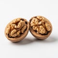 Walnut half shows its characteristic brain like texture and light Royalty Free Stock Photo