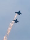 Two war jet planes in sky Royalty Free Stock Photo