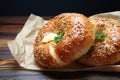 Two warm bagels, a simple and satisfying culinary delight