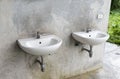 Two wash basin with gray loft wall Royalty Free Stock Photo