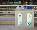 Two waste stainless steel bins in one for recycle sorting Royalty Free Stock Photo