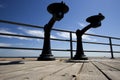 Two Water Fountains on a Deck