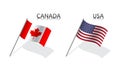 Two waving flag of Canada and United States of America. Simple symbols with flags Royalty Free Stock Photo