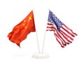 Two waving flags of China and United States Royalty Free Stock Photo
