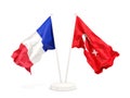 Two waving flags of France and turkey