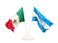 Two waving flags of Mexico and honduras isolated on white