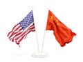 Two waving flags of United States and china Royalty Free Stock Photo