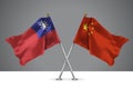 Two Crossed Flags of China and Taiwan