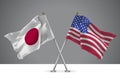 Two Crossed Flags of USA and Japan