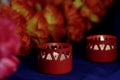 Two wax candles stand Royalty Free Stock Photo