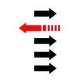 Two way arrows left and right directions opposite. Vector illustration. Royalty Free Stock Photo