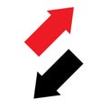 Two way arrows up and down directions opposite. Vector illustration Royalty Free Stock Photo