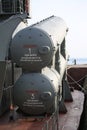 Two-way launcher of anti-ship cruise missiles P-270 Moskit. Right board, back view