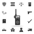 Two way radio, walkie talkie icon. Detailed set of police element icons. Premium quality graphic design. One of the collection ico