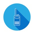 Two way radio, walkie talkie line icon with long shadow. Element of military illustration. Signs and symbols outline icon for webs Royalty Free Stock Photo