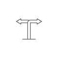Two way signpost, pointer vector icon symbol isolated on white background Royalty Free Stock Photo