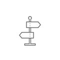 Two way signpost, pointer vector icon symbol isolated on white background Royalty Free Stock Photo