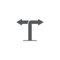 Two way signpost, pointer vector icon symbol isolated on white background Royalty Free Stock Photo