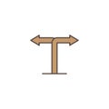 Two way signpost, pointer vector icon symbol isolated on white background Royalty Free Stock Photo