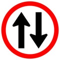 Two Way Traffic Road Sign, Vector Illustration, Isolate On White Background Label. EPS10 Royalty Free Stock Photo