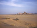 Two 4WD cars in the Arab desert Royalty Free Stock Photo