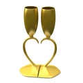 Two wedding flute glasses 3d