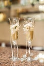 Two wedding glasses. close-up