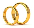 Two wedding gold rings isolated on white. Unity, love concept Royalty Free Stock Photo