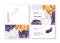 Minimalistic invitation cards. Pattern of realistic vector tulips. Royalty Free Stock Photo