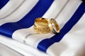 Two wedding gold rings Royalty Free Stock Photo