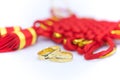 Two Wedding Rings and Chinese knot Royalty Free Stock Photo