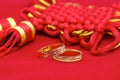 Two Wedding Rings and Chinese knot Royalty Free Stock Photo
