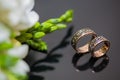 Two wedding rings in infinity sign. Love concept Royalty Free Stock Photo