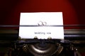 Two wedding rings in infinity sign on a typewriter. Wedding vow concept Royalty Free Stock Photo