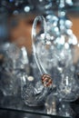 Wedding rings on a crystal swan Royalty Free Stock Photo