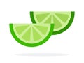 Two wedges of lime vector flat isolated