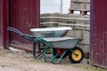 Two wheelbarrows on one wheel for house construction. Royalty Free Stock Photo