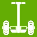 Two wheeled battery powered vehicle icon green