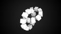 Two wheels of cubes in black space, geometric 3d render abstraction, computer generating background