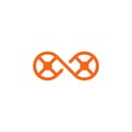 Two wheels in the form of an infinity symbol flat icon Royalty Free Stock Photo