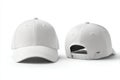 Two white baseball caps displayed side by side Royalty Free Stock Photo