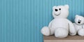 Two White Bear Dolls And Wall Royalty Free Stock Photo