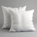 Two white bed pillows isolated on grey background. Pillows isolated on white background with shadow Royalty Free Stock Photo