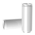 Two white beverage drink cans, PNG transparent bac Royalty Free Stock Photo