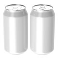 Two white beverage drink cans, PNG transparent bac Royalty Free Stock Photo