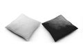 Two white and black pillows isolated, pillow Mock up