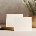 Two white blank sheets of paper laid side by side on a blurry background Royalty Free Stock Photo