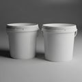 Two white buckets, isolated on white background Royalty Free Stock Photo